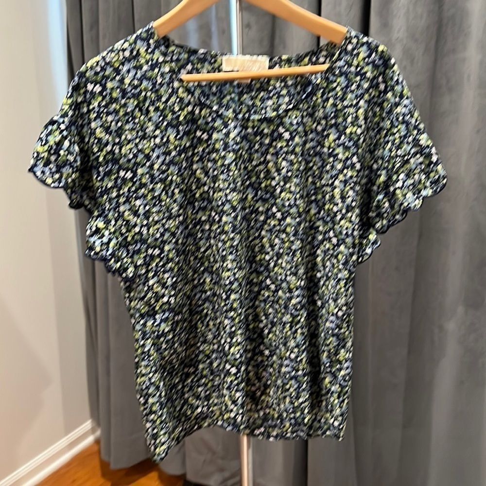 Michael Kors floral top with ruffle sleeves